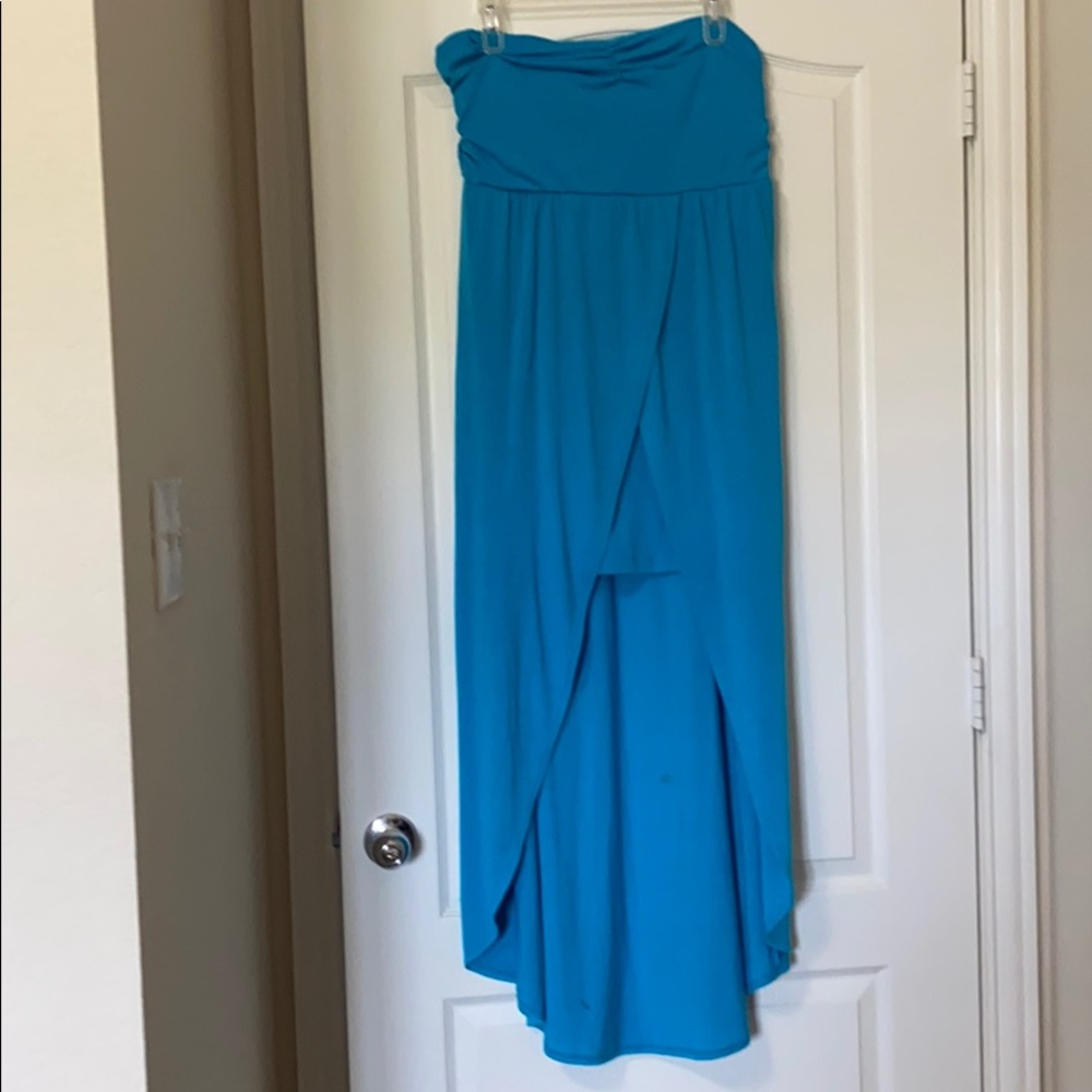 Hi Low Strapless Maxi Dress